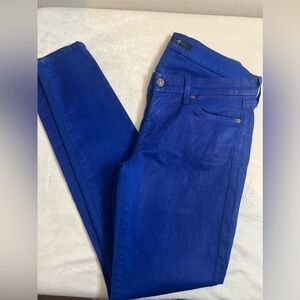 7 For All Mankind 
Skinny High-Shine Gummy Jeans, Cobalt Size 29